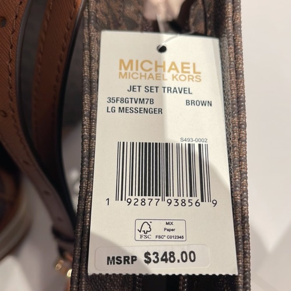 Michael Kors Jet Set Travel Large Messenger Crossbody Bag Brown - Picture 14 of 16